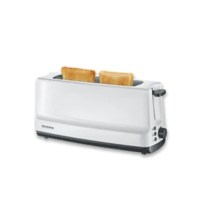 Imagen de Severin Tostadora automática, tostador largo de una ranura larga con soporte para panecillos, multifunción tostar, descongelar y calentar, 800 W, blanco/gris, AT 2232