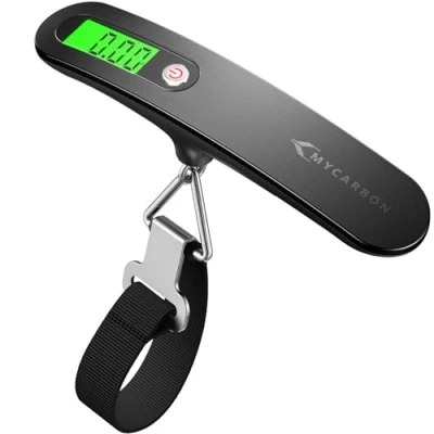 Imagen de MYCARBON Bascula Maletas Viaje 110 LB / 50 kg Capacidad Peso Báscula LCD Portátil Adecuado para Viajes al Aire Libre (Negro)