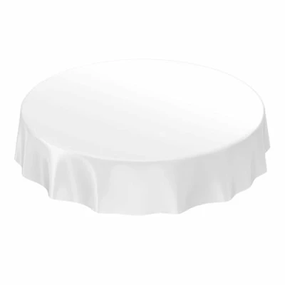 Imagen de ANRO Mantel de Hule (Liso, Lavable, Redondo, 140 cm), Color Blanco, PVC