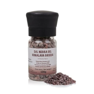 Imagen de FRISAFRAN sal negra Del himalaya gruesa 100g 100% Natural Kala Namak Sazonar, Condimentar Saludable Himlaya Sin Refinar Aditivo