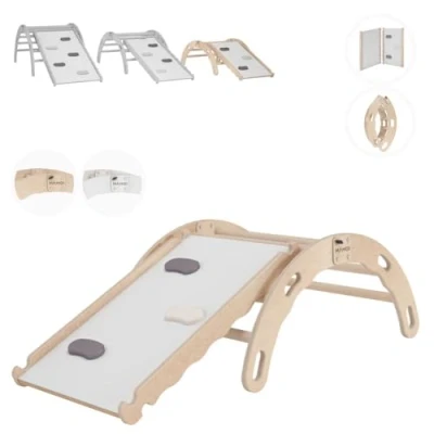 Imagen de MAMOI® Gimnasio niños Triángulo de Escalada Materiales Naturales para Interior Exterior Tabla Curva Montessori Equilibrio CE 100% Eco