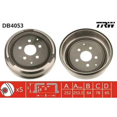 Imagen de TRW DB4053 Tambor de Freno 274 VOLKSWAGEN: TRANSPORTER 3 Bus, Kasten,