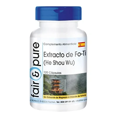 Imagen de Fair &amp; Pure® Extracto de Fo Ti (He Shou Wu) Vegano Raíz FoTi Altamente puro 120 Cápsulas