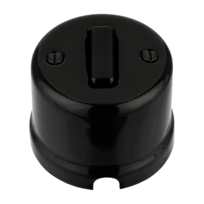 Imagen de Interruptor de pared porcelana retro, todo en uno, serie QR1, color negro
