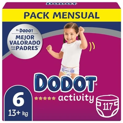 Imagen de Dodot Bebé Activity Pañales, Talla 6, +13 kg, 117 Pañales con Ajuste Resistente