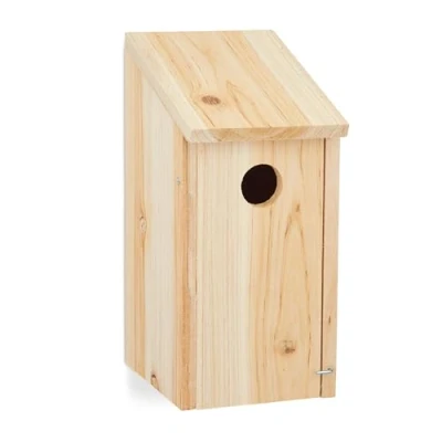 Imagen de Relaxdays Nido para pájaros Salvajes, Refugio pequeño, Madera Natural, 26 x 12 14,5 cm, 1 Ud., Marrón