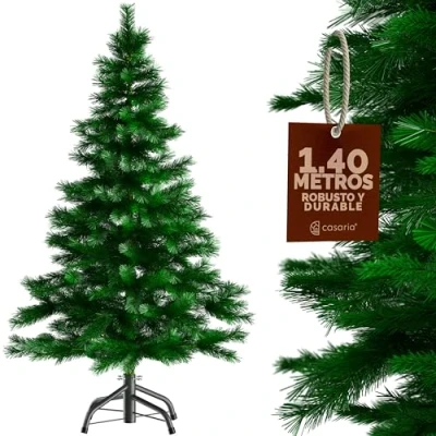 Imagen de CASARIA® Árbol de Navidad Artificial 140cm Ramas PE PVC Verde con Soporte 470 Puntas Pino Navideño