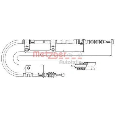 Imagen de METZGER 17.6042 Cable de Freno Mano Atrás derecha 1658/1390 COFLE KIA: CARENS 2