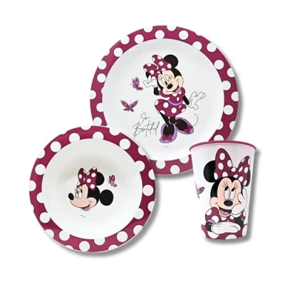 Imagen de Stor Set de Vajilla infantil Minnie Mouse para Niñas Plato, Vaso y Bol Infantiles, Conjunto Desayuno, Almuerzo Cena, Reutilizable Libre BPA