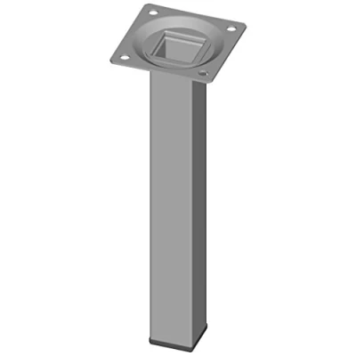 Imagen de Element System 4 Piezas de Pata Tubo Acero Tipo Cuadrado, Patas Mesa, Mueble Incluyendo Placa para atornillar, Colores, 10 tamaños, 20 cm, Aluminio Blanco, 18133 00294