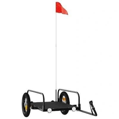 Imagen de vidaXL Remolque para Bicicletas, con Compartimento de Carga, Carrito Bici, Maletas Plantas, Hierro Negro