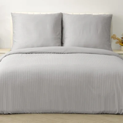 Imagen de Good Nite Funda Nordica Cama 200x200cm y de Almohada 80x80cm Juego Casal Nórdica Rayas Microfibra con Cremallera(Gris,200x200cm+80x80cm*2)