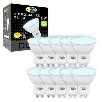Imagen de CLAR GU10 LED, Bombilla LED GU10, Ojos de Buey Bombillas 6W, Ojo Luz Fria (Pack 10)