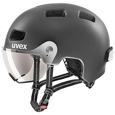 Imagen de uvex rush visor, casco City ligero unisex, con visera, incluye luz LED, dark silver matt, 58 61 cm