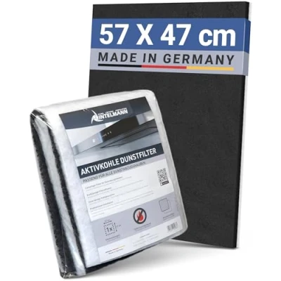 Imagen de Intelmann® filtro universal para campana extractora con carbón activo y de grasa, 57 x 47 cm, capa extra gruesa activo, recortable, una absorción fiable olores grasa