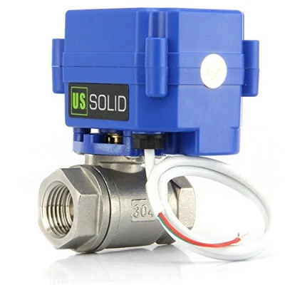 Imagen de U.S. Solid válvula de bola motorizada: acero inoxidable 1/4 pulgadas con puerto completo, 9 24V AC/DC y configuración retorno automático 2 cables, normalmente abierta