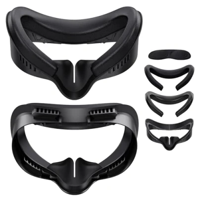 Imagen de Face Cover Pad Facial Interface für Meta/Oculus Quest 3S,VR GesichtsInterface Halterung PU Leder Foam Gesichtsabdeckung Kompatibel mit 3S,Replacement Gesichtspad Quest3S (Schwarz)
