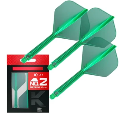 Imagen de Target Darts K Flex Integrated Dart Flight and Shaft, No.2 Verde (Medio) Lote de 3 Plumas y Caña para Dardos No 2, Moldeado Precisión 2 en 1 Accesorios Profesionales