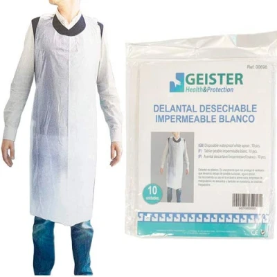 Imagen de Sodico 00698 Delantal Desechable Impermeable Blanco 10 unidades