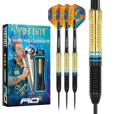 Imagen de RED DRAGON Peter Wright Snakebite World Champion 2022 Juego de dardos (21 gramos, punta acero latón, 21 g)