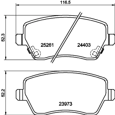 Imagen de HELLA 8DB 355 015 981 Juego de pastillas freno con avisador acústico desgaste NISSAN: MICRA 5, Note II Hatchback, 4, RENAULT: Scala