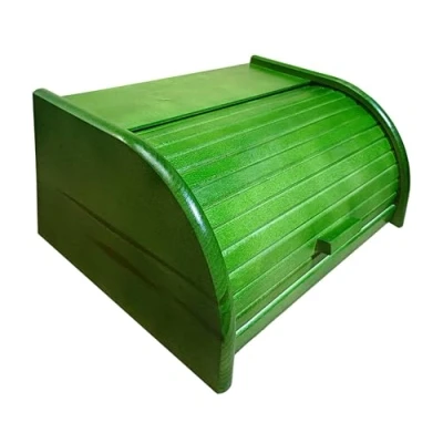 Imagen de Panera de madera con tapa corredera densa Grande VERDE