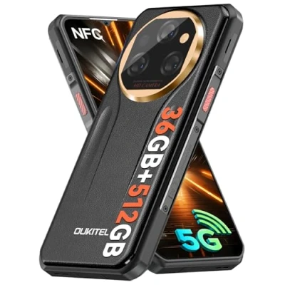 Imagen de OUKITEL WP39 Pro 5G Movil Irrompible 2025, 36GB+512GB/TF 2TB Móvil Rugerizado, Batería 11000mAh/33W Resistente Android 14, 6.6&quot; FHD+ Teléfono Móvil, Cámara 64MP, Dual SIM/NFC/OTG/GPS Oro Negro