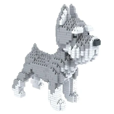 Imagen de Atomic Building Perro Schnauzer. Figura para ensamblar con nanoblocs. 880 Piezas.