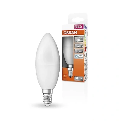 Imagen de OSRAM Lámpara LED B60 de Star para la base E14, forma vela, FR, 806 Lumen, Día luz blanca (6500k), reemplazo bombillas convencionales 60 W, no dimmables, paquete 6