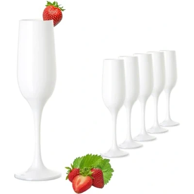 Imagen de PLATINUX Juego de 6 copas champán, color blanco, 200 ml, cristal Prosecco
