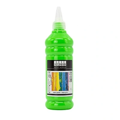 Imagen de pintura ACRÍLICA 500 ml altamente pigmentada. de artista para madera, piedra, lienzo, papel, tela, cuero, metal, colada. todo uso (verde neón)