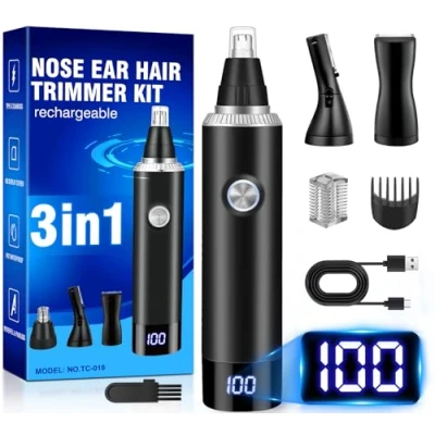 Imagen de Cortapelos nariz y Oreja 3 en 1 de Corta Pelos USB Recortadora Indoloro Nasal Orejas Cejas Vello Facial Quita Resistente al Agua Recargable para Hombre Mujere
