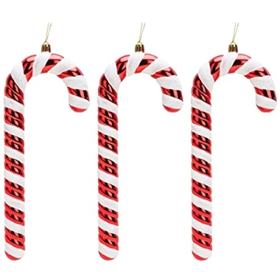 Imagen de Christmas Concepts® Paquete de 3 Bolas bastón Caramelo Extra Grandes 250 mm (10&quot;) Decoradas con Brillo y Purpurina Decoraciones navideñas