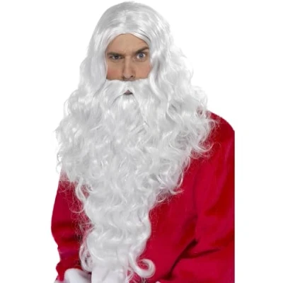 Imagen de Smiffys Kit de disfraz Papá Noel, Blanco, con peluca y barba
