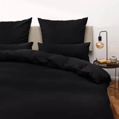 Imagen de Blumtal Juego de Funda Nordica Cama 105 Microfibra Edredon 200x220 y 2 Fundas Almohada 40x80, Certificado Oeko Tex, Muy Suave Transpirable Negro