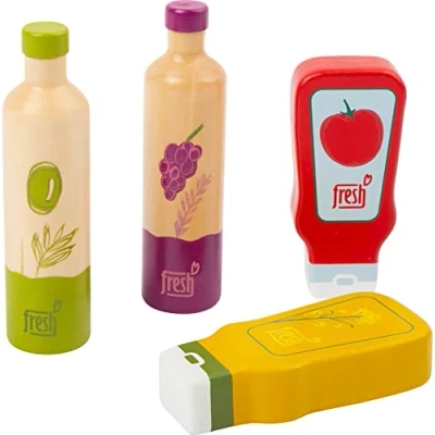 Imagen de Small Foot 11445 Conjunto de Salsas y aceites Fresh, Madera, Accesorios para Las Tiendas del Mercado cocinas Infantiles Juguetes, Multicolor (11445)