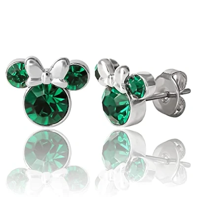 Imagen de Pendientes Disney Minnie Mouse con Piedra de Nacimiento para Mujer niña Joyas