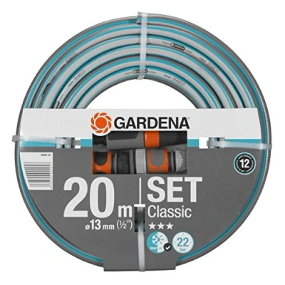 Imagen de Gardena 18004 20 Manguera Classic (1/2&quot;), 20m con accesorios. m + lanza accesorios, gris, azul