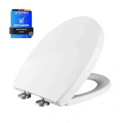 Imagen de Ibergrif, M41002 Tapa wc, Asiento de Inodoro Cierre Suave en Forma O con Liberación Rápida para una Fácil Limpieza, Blanco