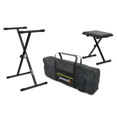 Imagen de Audibax Onyx Pack de Soporte Teclado/Piano + Banqueta Funda Teclado 61 Teclas