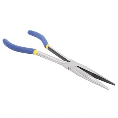 Imagen de alicates de punta aguja larga, acero para herramientas 11 pulgadas y 280 mm con mango antideslizante, herramienta manual reparación espacios reducidos