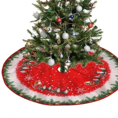 Imagen de Cubre Pie Arbol de Navidad,90cm Faldon Navidad,Rojo Alfombra Navidad,Base Navidad Mimbre Decoración,Cubre para Proteger