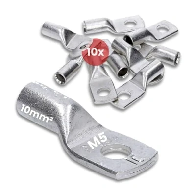 Imagen de Kalitec HR10 5 Terminales de cable tubular (10 unidades, 10 mm², M5, sin orificio visión, fabricado en Alemania)