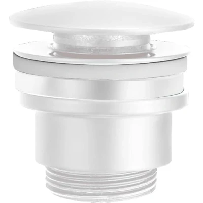 Imagen de IMEX Valvula de Click Clack Apta para lavabos y bides, Desagüe Lavabo Fácil instalación Tapones Lavabo, Universal con o sin Rebosadero, Pop Up Blanco Mate VCC007