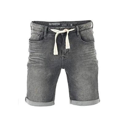 Imagen de riverso RIVPaul Pantalones Vaqueros Cortos para Hombre, Jeans Short, de Verano, Corte Regular, Bermudas, Gris, Azul Claro, Azul, Negro, W30 W42 Grey Denim (G37) W36