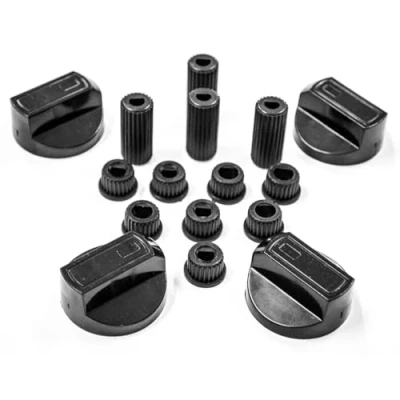 Imagen de Kit de 4 mandos universales para cocina a gas, color negro, con injerto 6 7 8 mm, unidades