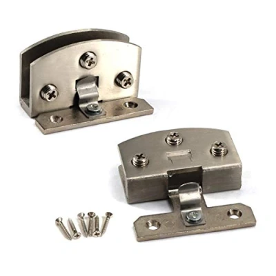 Imagen de Kit de bisagra pivotante puerta vidrio 90 grados, ducha aleación zinc, clip abrazadera vidrio, 2 piezas con tornillos, adaptable 8 a 10 mm