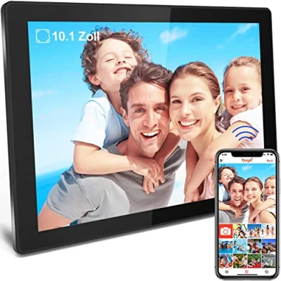 Imagen de Marco Digital Inteligente 10.1 Pulgadas, Wi Fi Fotos Digital, Visualización Táctil IPS HD, 16GB Memoria, Función de Rotación Automática, Fácil Configuración para Compartir y Vídeos, Negro