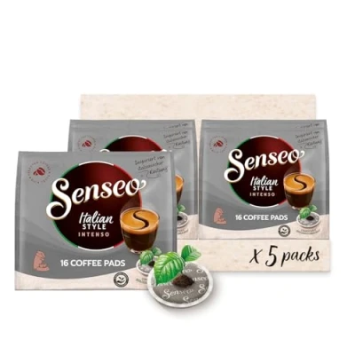 Imagen de Senseo® Almohadillas tipo italiano café con tostado oscuro Certificado RA 5 paquetes x 16 cápsulas de