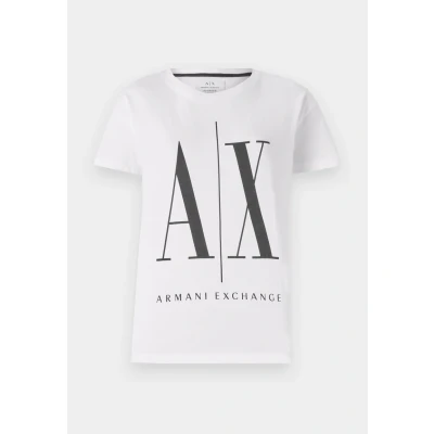 Imagen de Armani Exchange Icon Project T Camiseta para Mujer, Blanco (White W/Black Print 5100), M